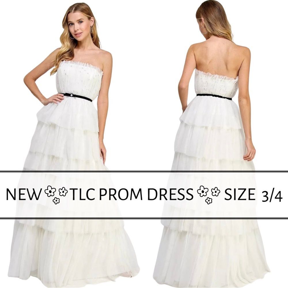 Say Yes To The Dress Pearl & Tulle Prom Dress‎ Size 3/4 NEW